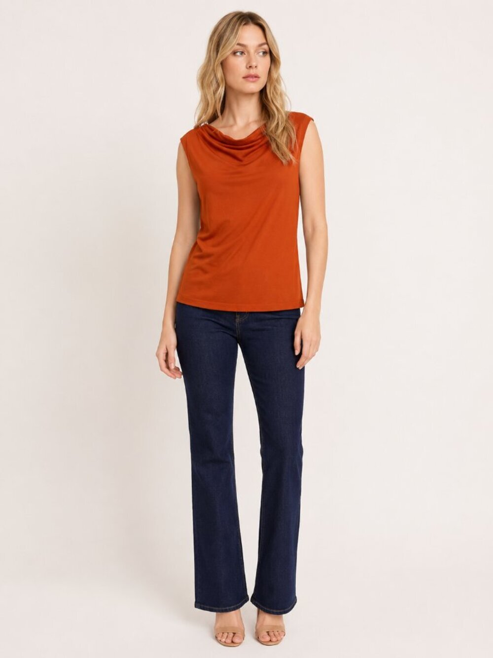 2/$30 Banana Republic Sleeveless Draped Cowl Neck Top Orange Rust XS #A2547